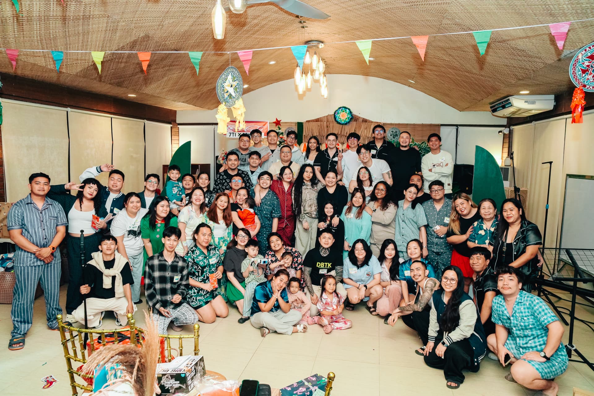 Whole team in pajamas at last year's Christmas party